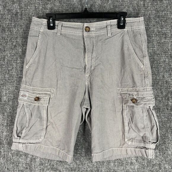 Old Navy Shorts 30 Mens Cargo Seersucker Pinstriped‎ Distressed Worn Casual - Picture 1 of 8